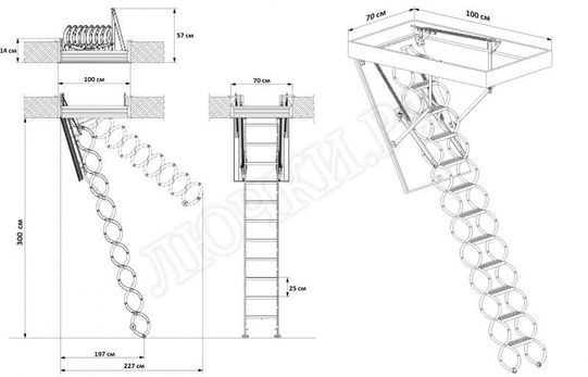 Чердачная лестница Oman Nozycowe PP 700*1000*3000 Чердачная лестница Oman Nozycowe PP 700*1000*3000